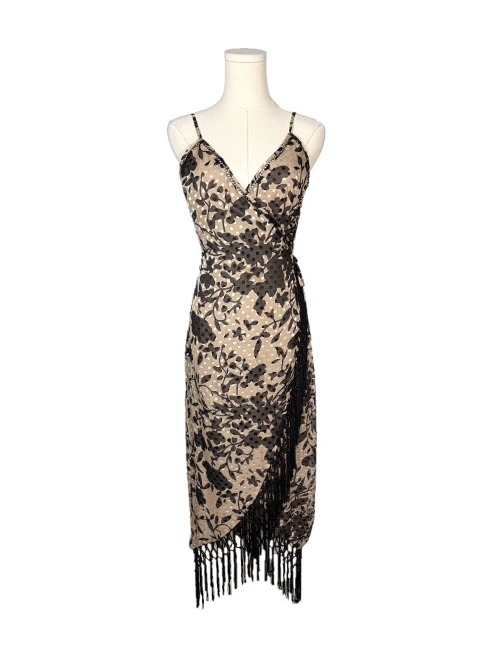 House of Harlow 1960 x Revolve Sonya Fringe Tassel Wrap Floral Polka Dot Dress
